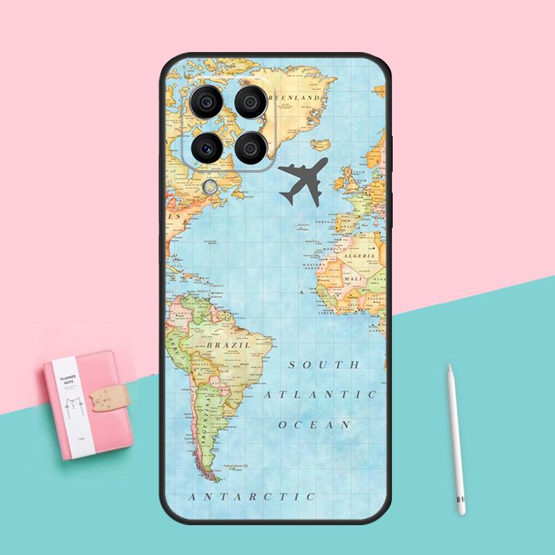 World Map Travel For Samsung Galaxy M12 M16 M34 M11 M35 M21 M06 M33 M13 M53 M31 M55 M15 M14 M54 M32 M52 Case