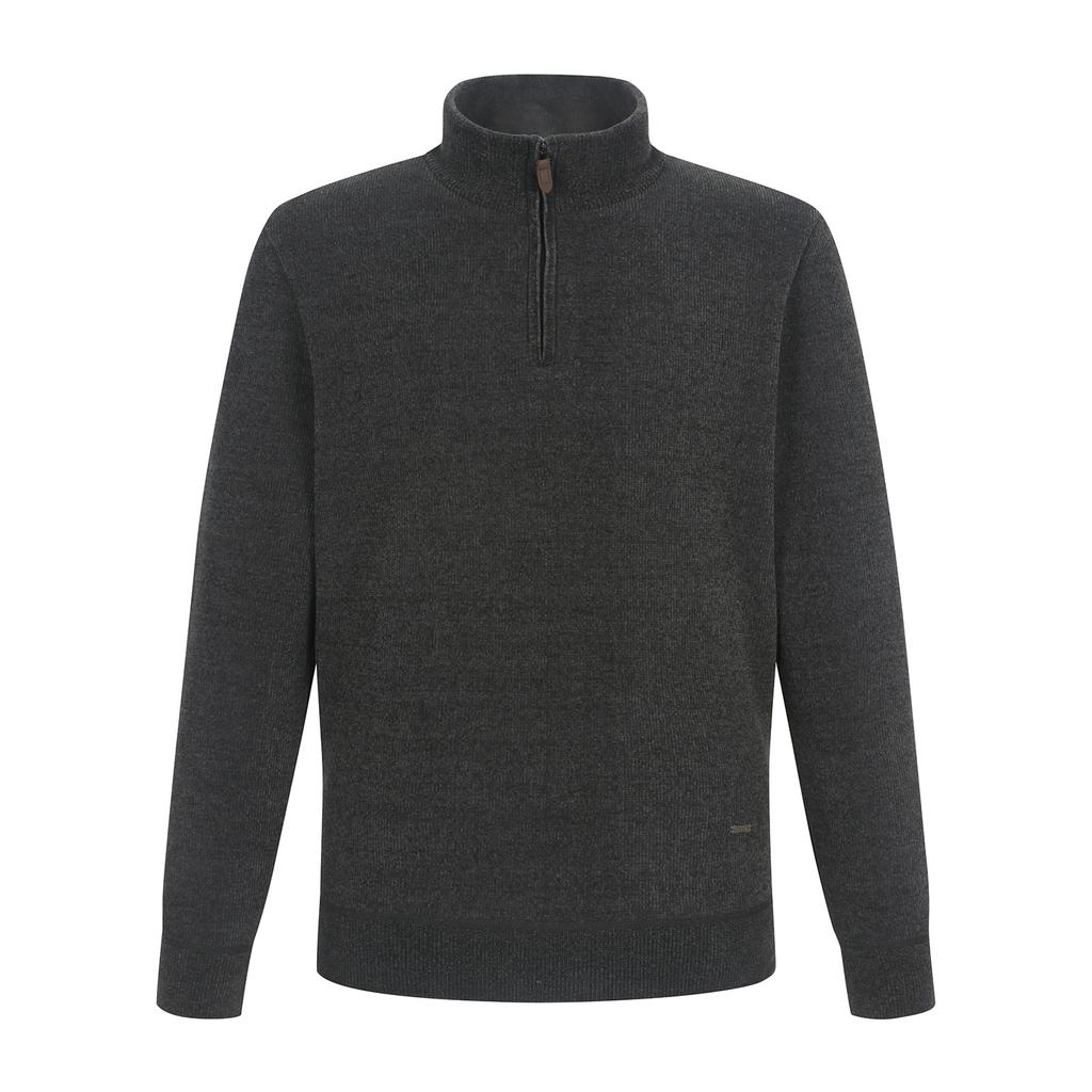 FERRAROMILANO Chenille Fleece Bonded Half-Zip Knit Charcoal (Am0Erd40738)