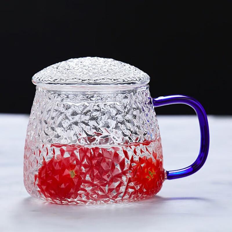 Hammered Borosilicate Glass Mug with Lid