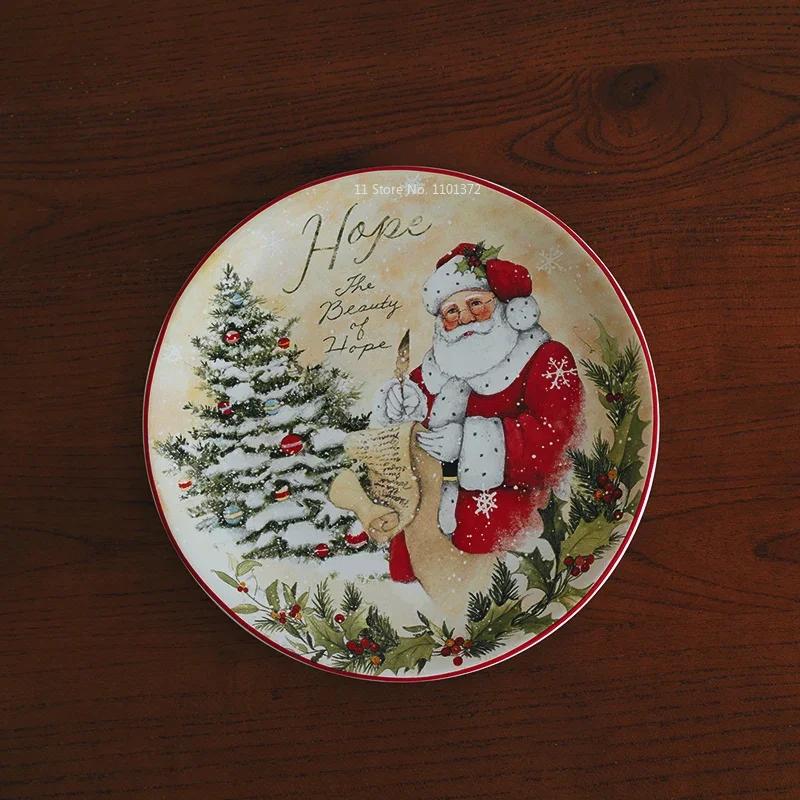 Keramické talíře s vánoční tématikou Sada nádobí Podglazura Barva Proces Šálek kávy Miska na polévku Santa Claus Steakový talíř