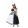 Halloween Alice in Wonderland Queen, Alice Clock, Black and White Checked Dress