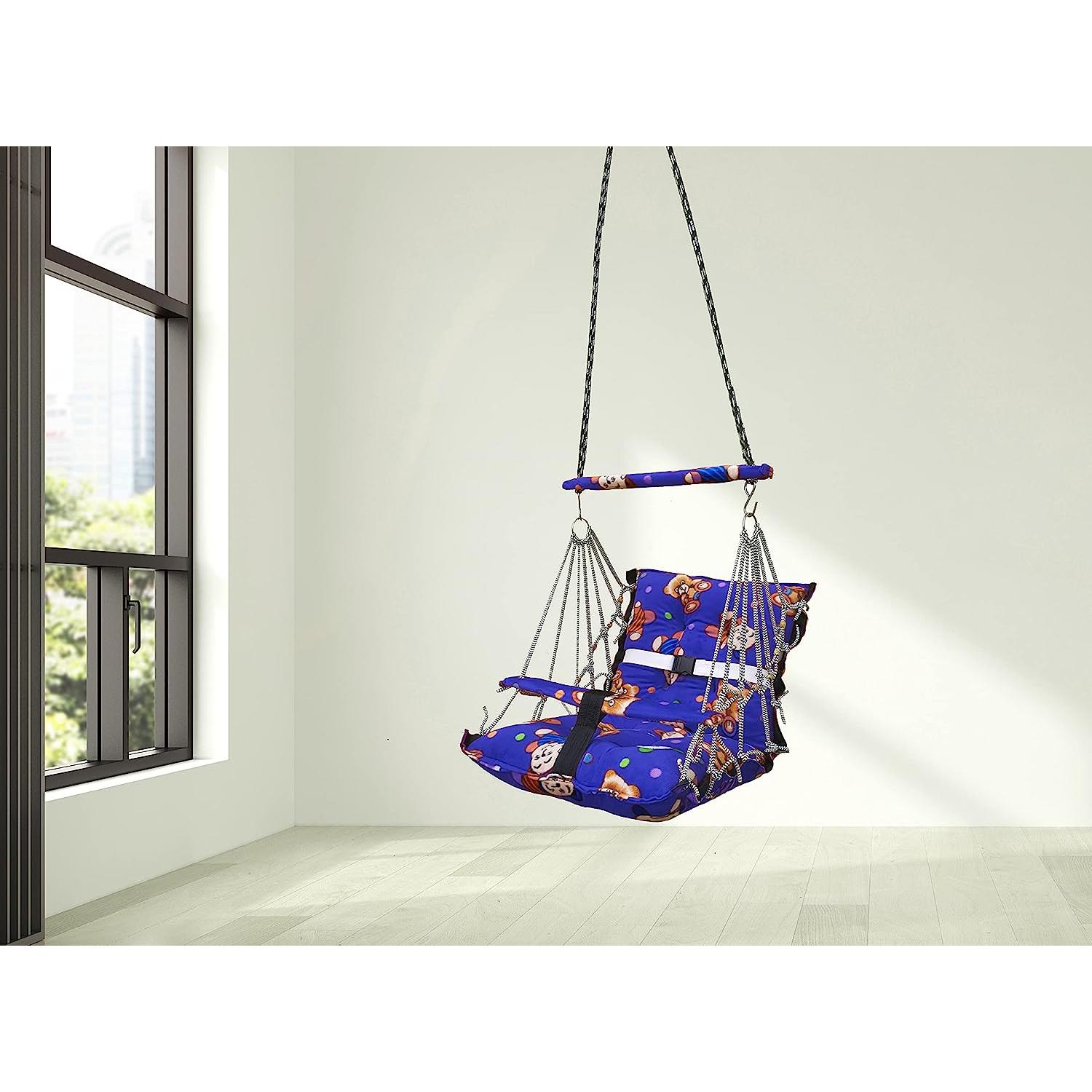 

Портативные качели для детей от 0 до 3 лет с ремнем безопасности Jhula для детей Reliance Fibre Material Подвесные внутренние и наружные качели.