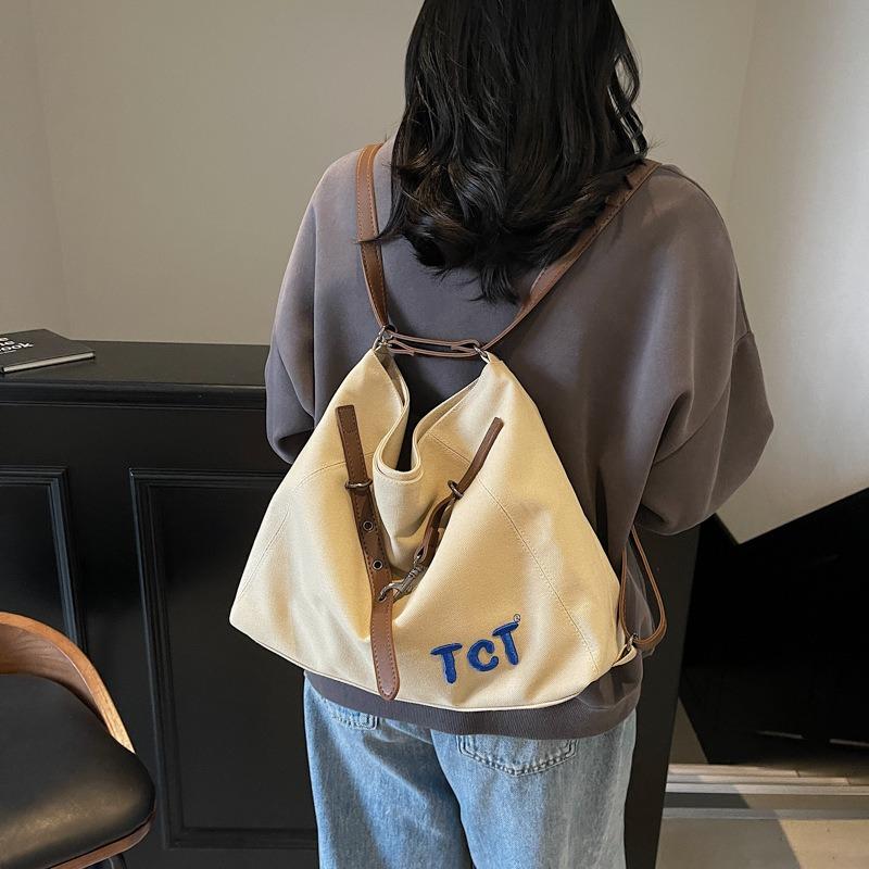 Casual Canvas Tote Bag Women's New Multi-functional Shoulder Commuter Bag Versatile Large-capacity Backpack