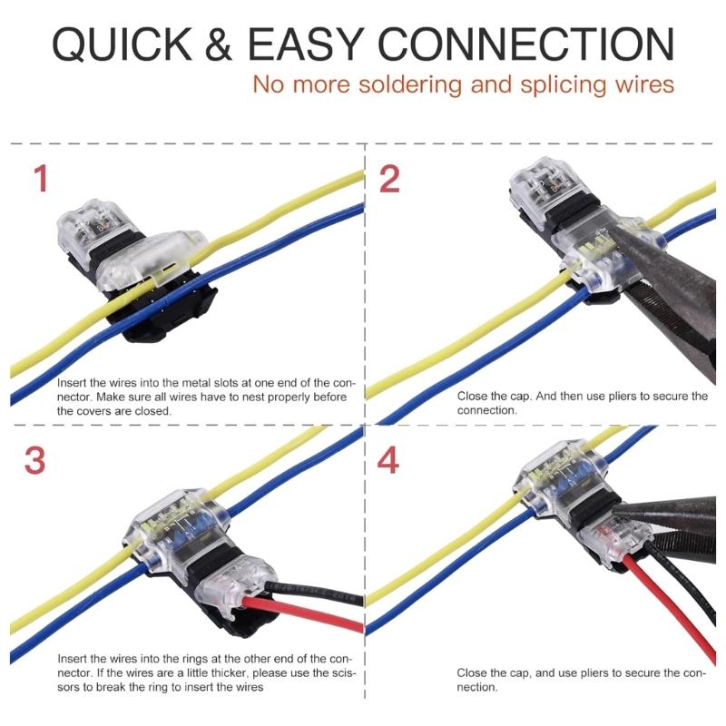 20Pcs 3 Way 2 Pin Wire Connectors Solderless Wire Splices Connectors Low Voltages and High Voltages Wire Connectors