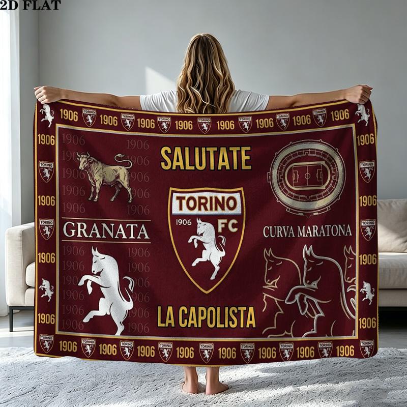 Torino Fc Print Flannel Blanket High Quality Warm Comfortable Cover for All Seasons Perfect for Gifts Home Decor