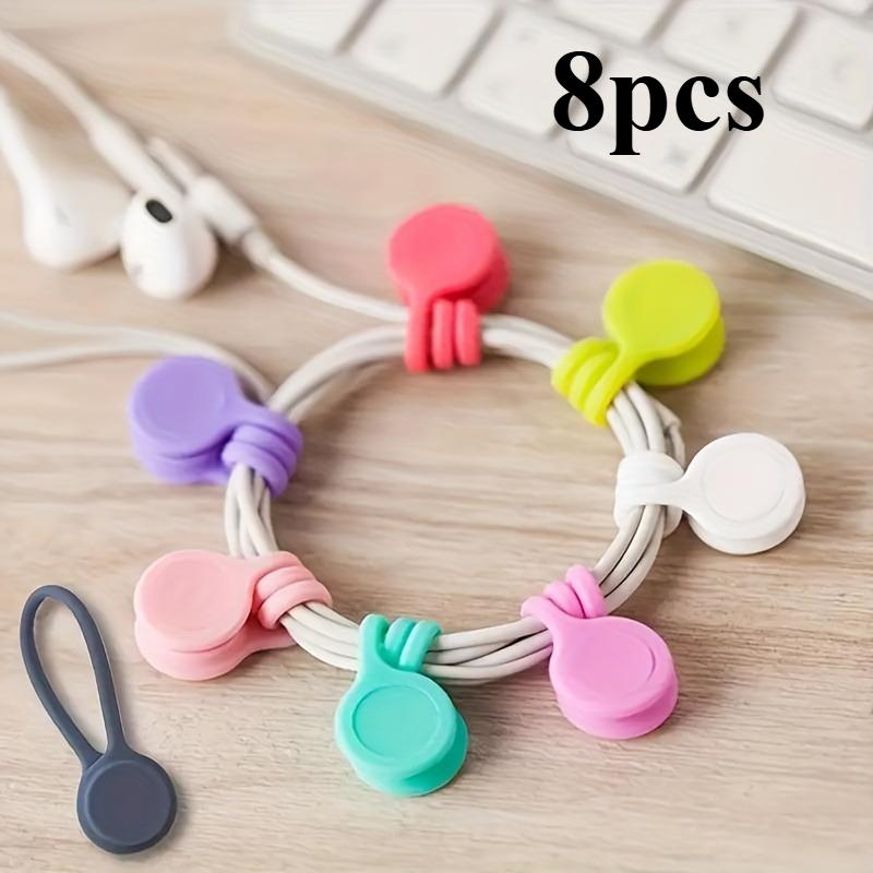 Colorful Magnetic Silicone Cable Ties - Reusable Cord Organizer for USB, Headphones & Keychains