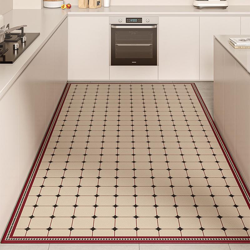 American Retro Waterproof Oil-Proof Kitchen Rug: Easy-Clean High-End Leather Mat for Entrance
