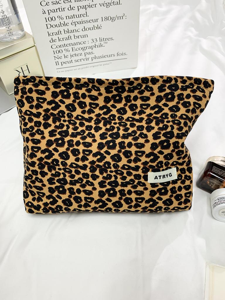 Leopard Print Cosmetic Bag Large-capacity Portable Storage Bag Clutch Bag