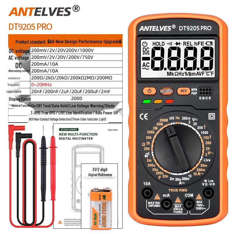 DT920 High-Precision Digital Multimeter with Smart Anti-Burn Feature for Electricians