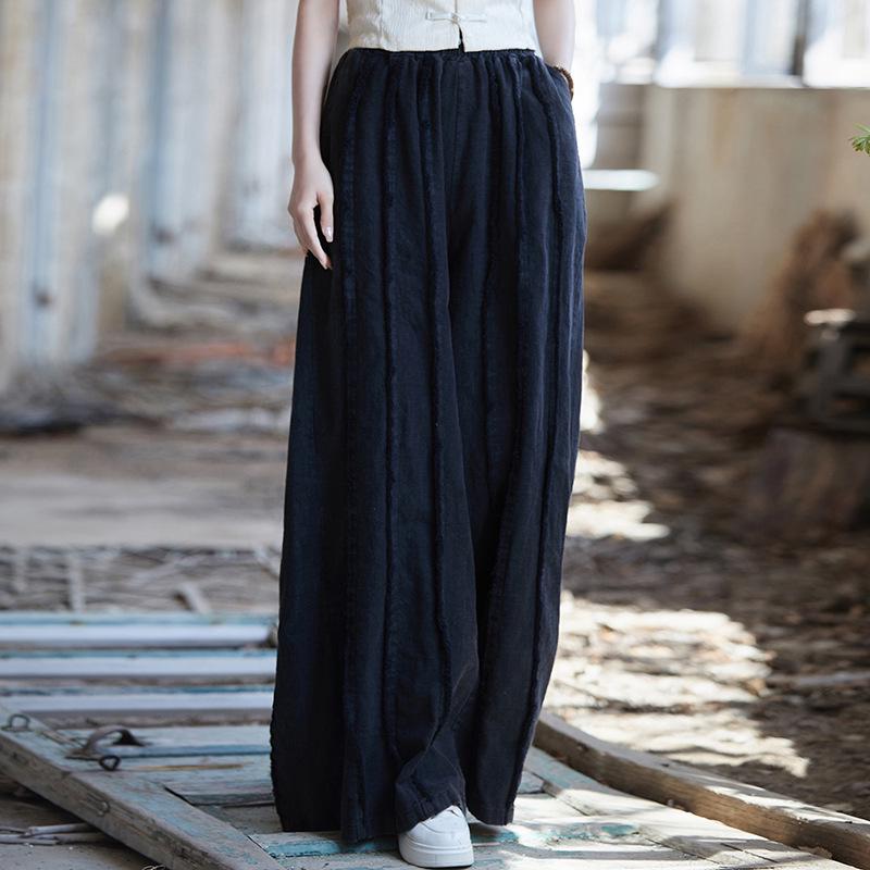 Culottes de Patchwork de Algodón y Lino para Mujer Otoño/Invierno Meditación Zen