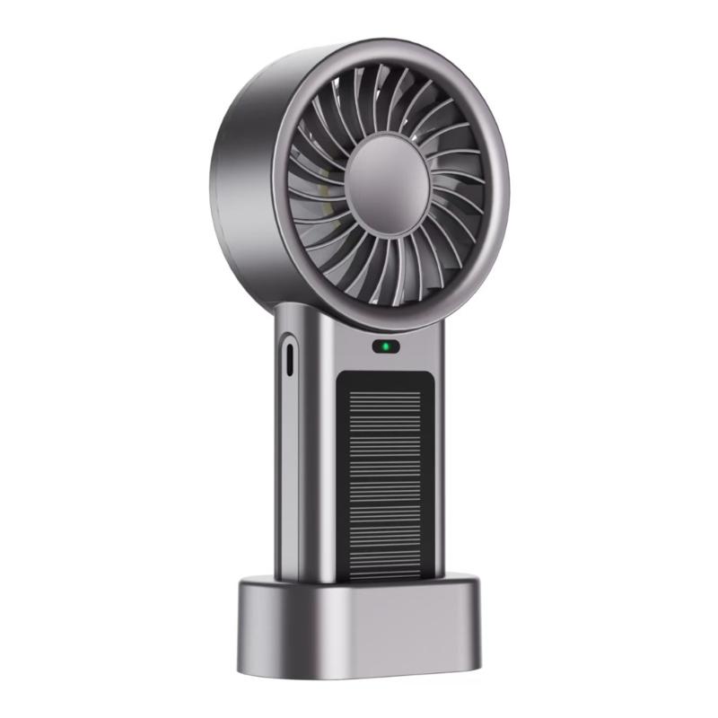 

Portable Solar Charging Hand Fan 5 Speed Blower Handheld Fan Rechargeable Replacement For Camping Hiking Indoor Use 1 серый