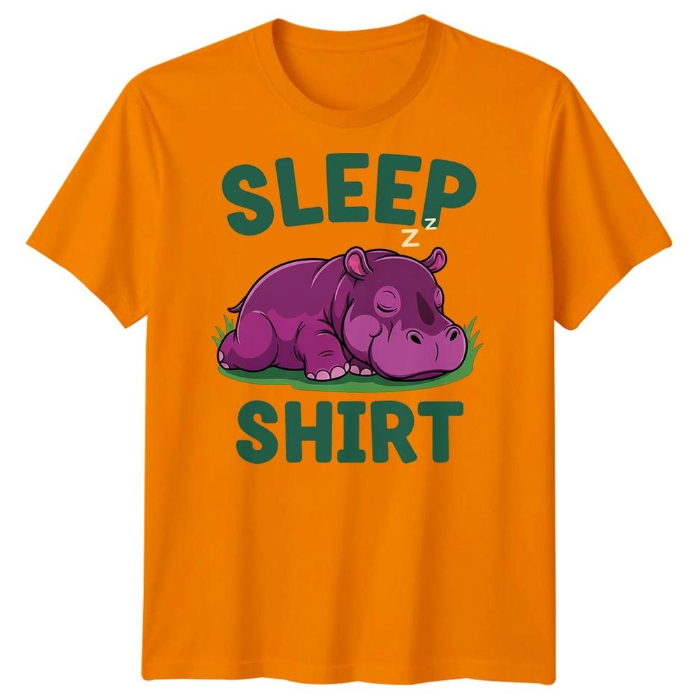 Sleep Shirt Hippo Unisexs T Shirt Cartoon Animal