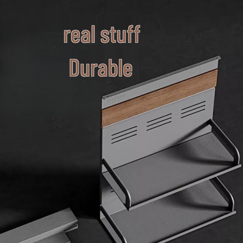 No-Drill Wall-Mounted Double-Layer Kitchen Storage Rack