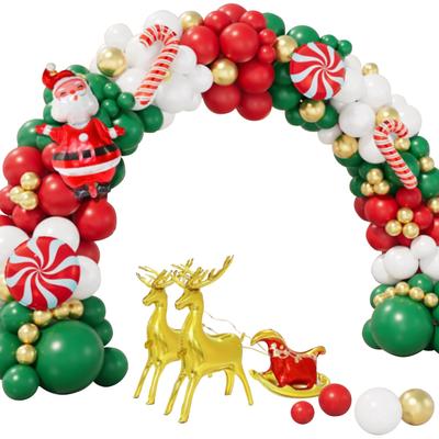 Noel Balon Çelengi Kemer Seti Metalik Altın Yeşil Kırmızı Beyaz Noel Balon Süslemeleri Yeni Yıl İçin
