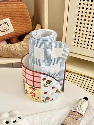 1pc Ceramic Tissue Holder,Kitchen Oil-absorbent Paper Towel Holder, Desktop Roll Paper Holder, Vertical Paper Towel Stand.