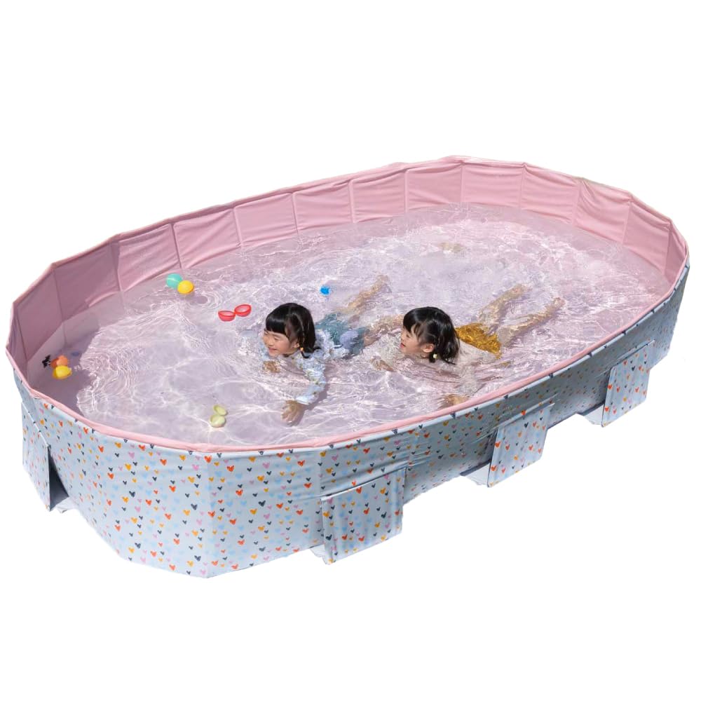 Pool Large Folding Pool No Inflation Required family pool that makes kids Playground equipment for for home foldable 2.1m 3.0m [Happy smile] children,