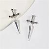 2pcs Gothic Kinitial Sword Stud Earrings,Vintage Cool Punk Crystal Goth Ear Piercing Jewelry Suitable for Daily Give Gift