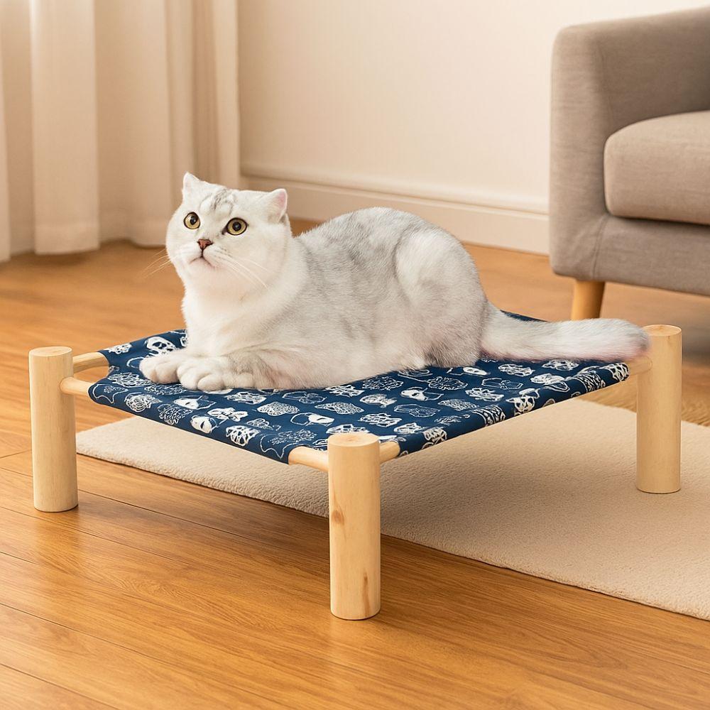 Breathable Elevated Cat Bed Wooden Cat Mat Creativity Cat/Dog Hammock  Four Seasons  Pets Furniture