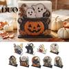 Decorative Wood Tissue Stand Halloween Napkin Holder, Vintage Rustic Dispenser Organizer, Spooky Ghost Bar Counter Organizer Black Cat Boo for Kitchen