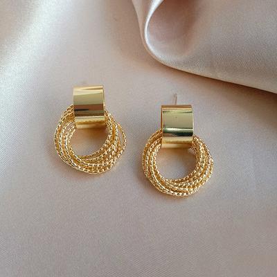 1Pair  Circle Earrings For Woman Retro Geometry Metal Drop Earrings