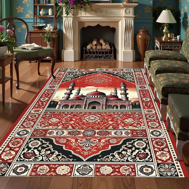 Traditional Eastern Mosque Carpet Mat Rug Home Decoration Living Room Bedroom Floor Decor Islamic Architecture Rugs