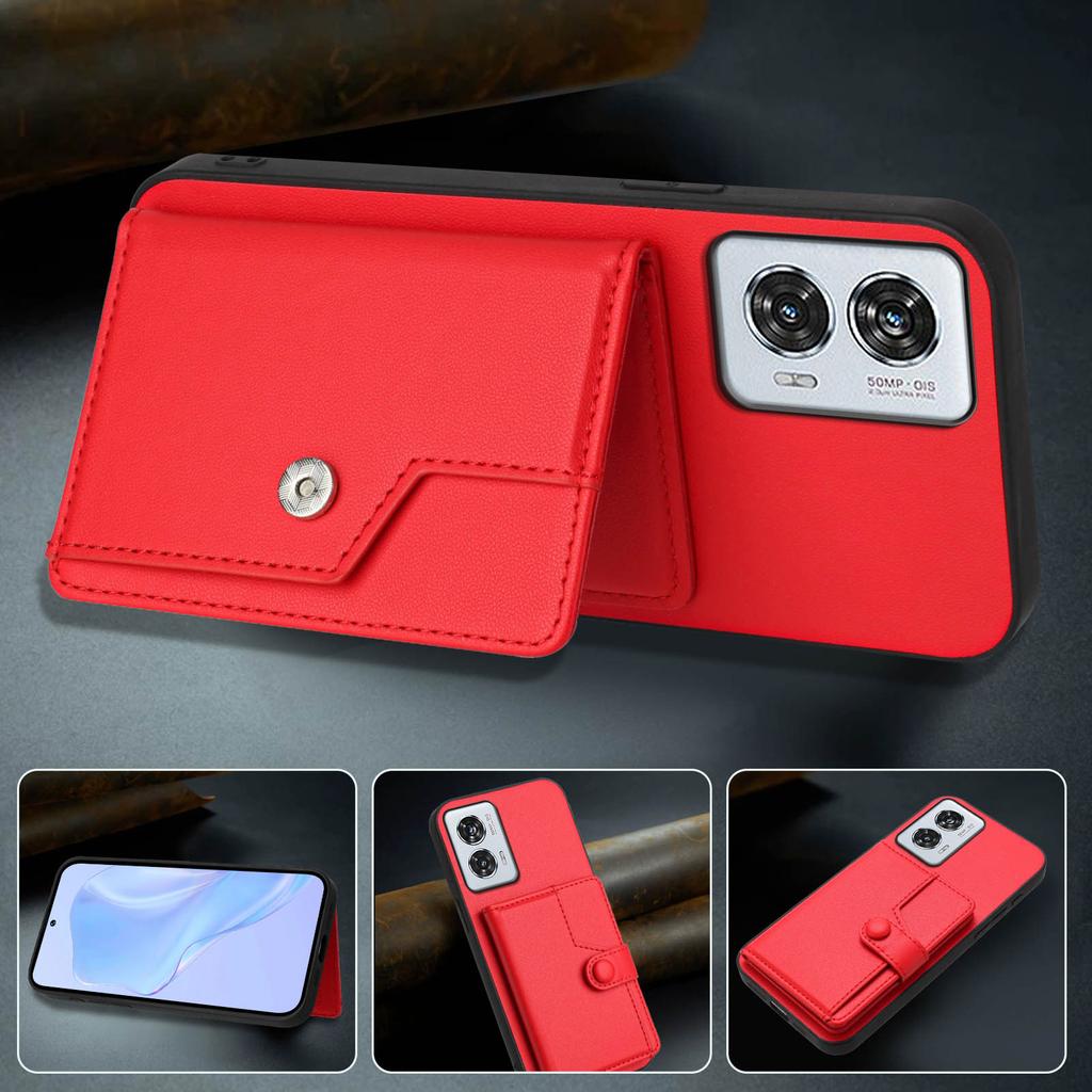 For Motorola Edge 50 Fusion 5G Case RFID Blocking Card Holder Kickstand TPU + PU Leather Phone Back Cover
