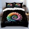 Buntes Kristall-Spiralstruktur-Bettwäsche-Set Für Kinder Luxusgeschenk 3-teiliges Digitaldruck-Bettdecken-Set Weich Bequem Atmungsaktiv