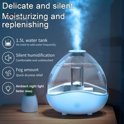 Humidificateur à ultrasons 1,5 L Humidificateurs d'air silencieux avec lumière Humidificateurs de bureau rotatifs Diffuseur d'huiles essentielles pour bébé Chambre de bébé Bureau Plantes
