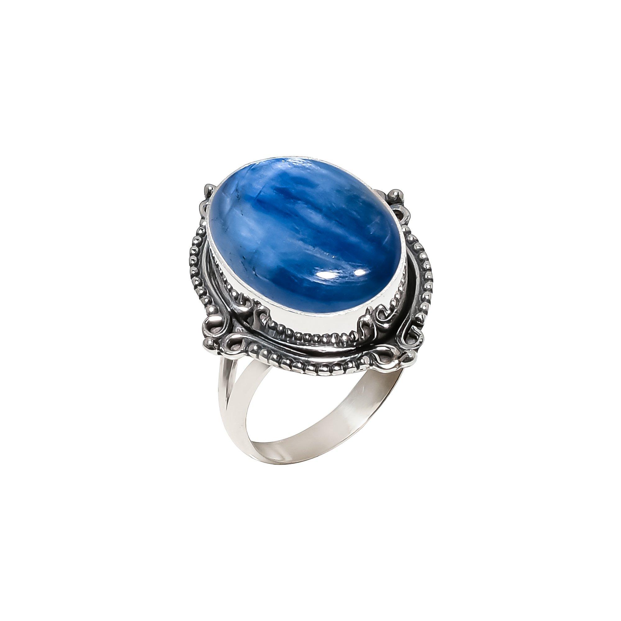 

Kyanite - Nepal 925 Sterling Silver Ring V4559, Blue Ring, Oval Ring, Valentin s Day Gift, Gift For Her, Birthday Gift, Handmade Jewelry, Silver Jewel