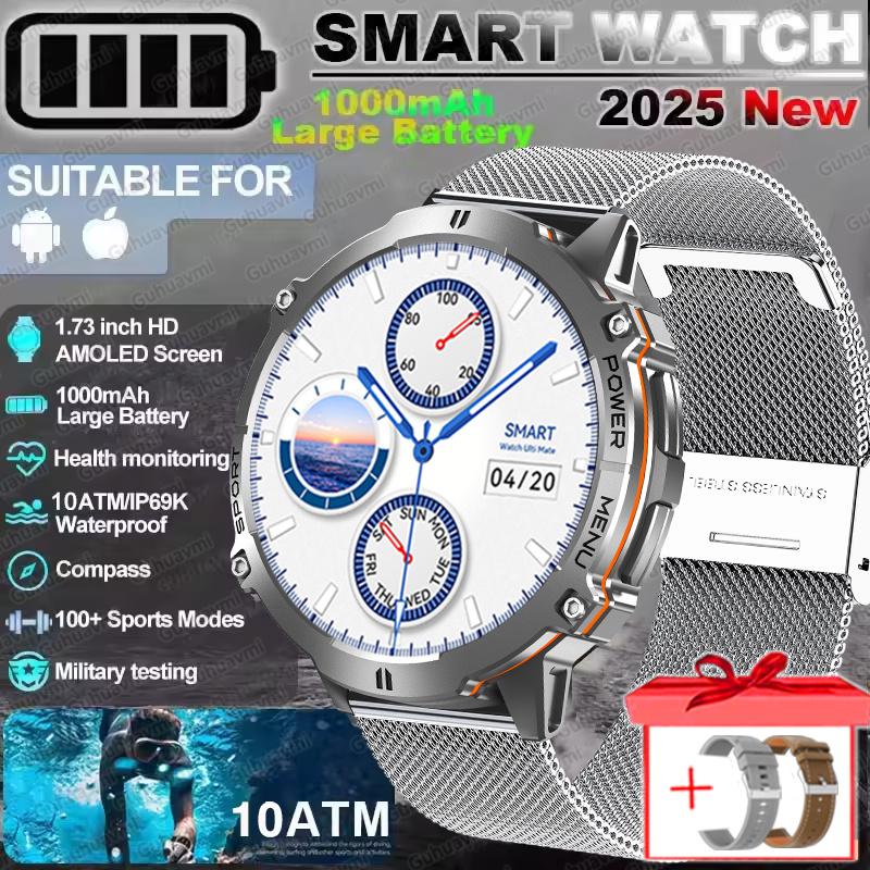 New TANK 3 Men Swim 1000mAh Battery Smart Watch IP69K&10ATM Waterproof GPS Compass Altimeter Call AMOLED Outdoors Sport Watches