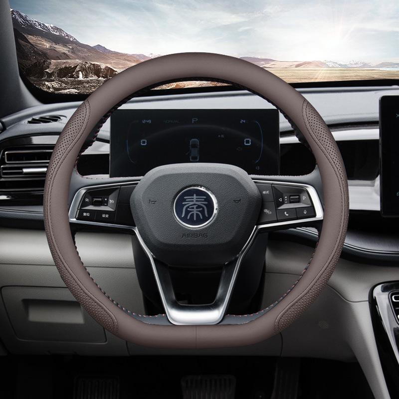 BYD Genuine Leather Steering Wheel Cover for Qin Plus/Pro, Dolphin, Han, F3, Yuan, Song Pro, Han EV, Song Max – Ultra-thin Design