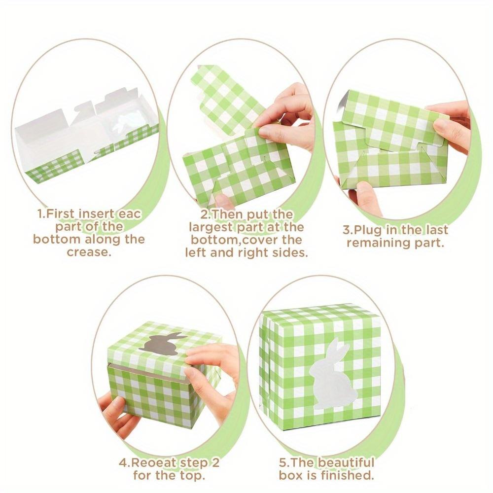 24pcs Treat Boxes 4 Colors Cardboard Gift Box with Rabbit Shape Window Colorful Paper Easter Containers Soap Gift Wrap Box for Parties Weddings