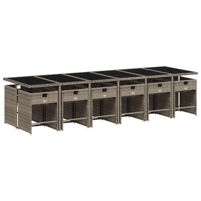 VidaXL Ensemble à manger de jardin coussins 13 pcs gris résine tressée 3277891