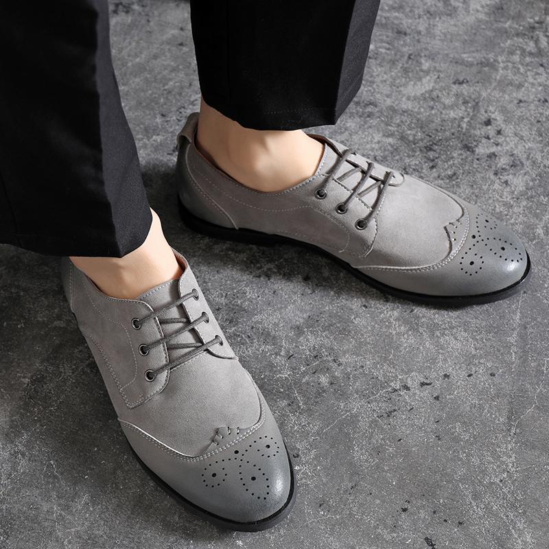Fashion Flat Bottomed Business Men's Leather Shoes Leisure British Classic Style Office Dress and Party Luxury Adult Shoes Brogue