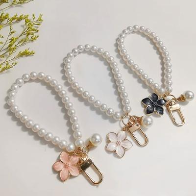 Bag Charm Cute Pearl Bracelet Handmade Wristlet Key Ring Pendants for Women Girls Decor Jewelry Gift Accessories