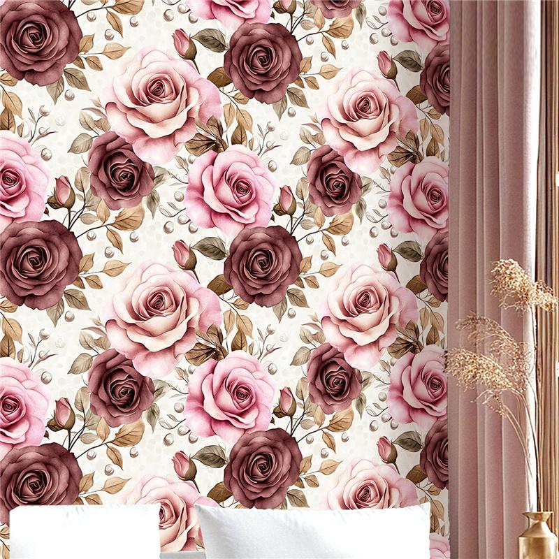Vintage Floral Wallpaper Wainscoting Sticker Self-Adhesive Waterproof Moisture-Resistant Wall Decoration Renovation Upcycling