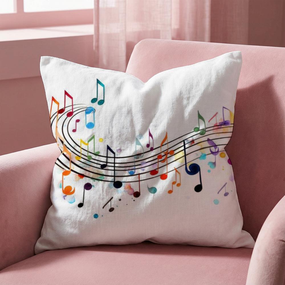 Sheet Music Printing Cushion Cover Multi-Scene Pillow Cover for Home & Car - Reversible, Soft & Durable for Daily Use