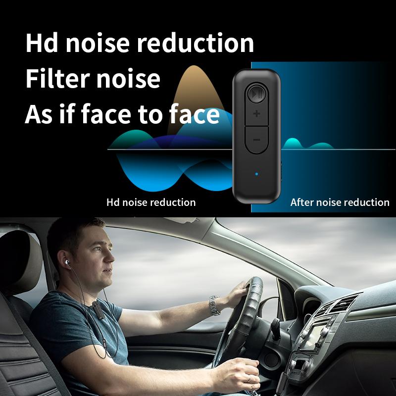 2-In-1 Bluetooth 5.3 Audio Transmitter Receiver 3.5MM AUX Collar-Clip With MIC Wireless Adapter For Car Airplane TV PC Car