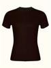 Women's Slimming Stretch Round Neck T-Shirt: Solid, Short Sleeve, Versatile Casual Top
