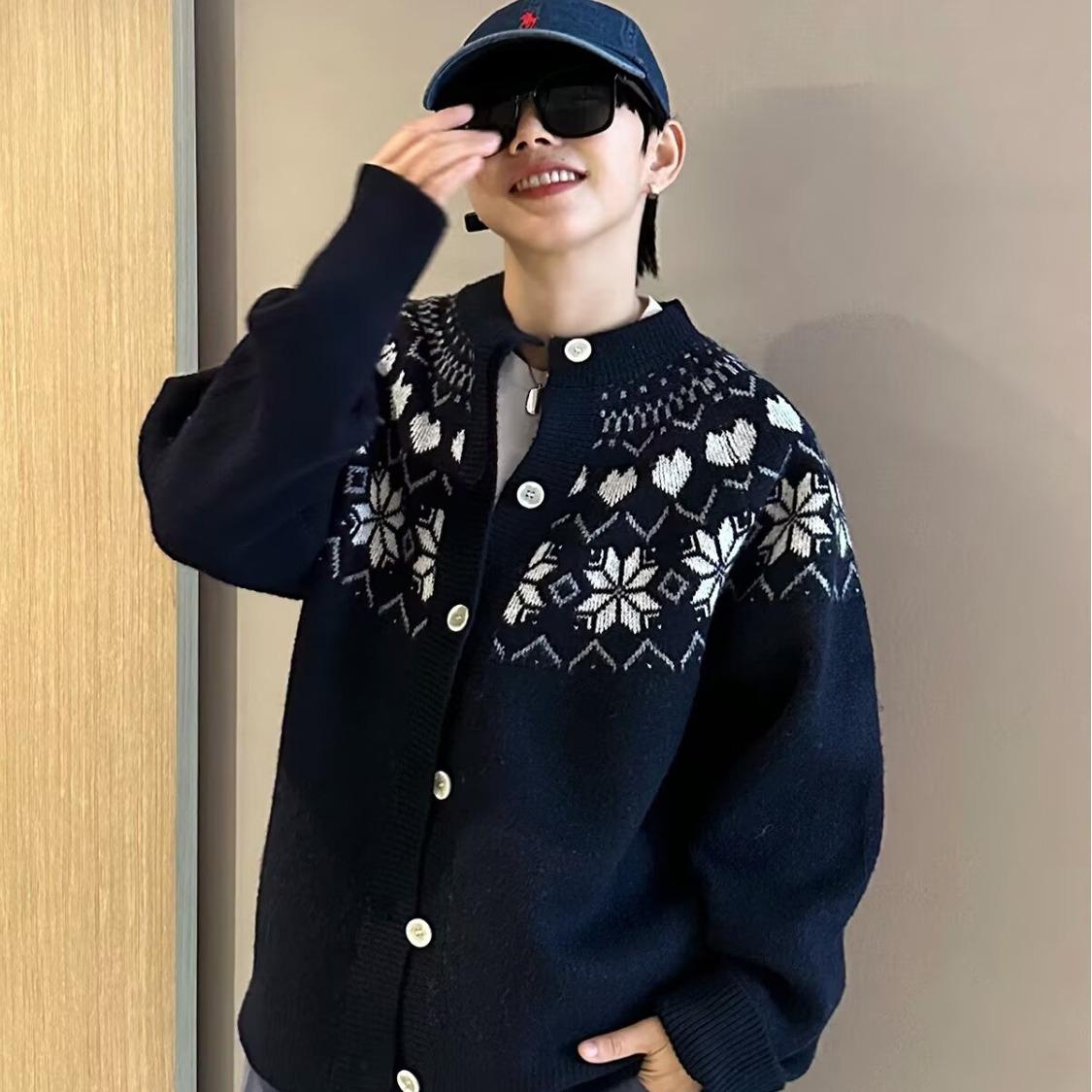 Унисекс Американский Ретро Кардиган из Флиса 2025 – Модный Свободный Вязаный Кардиган Extra Large