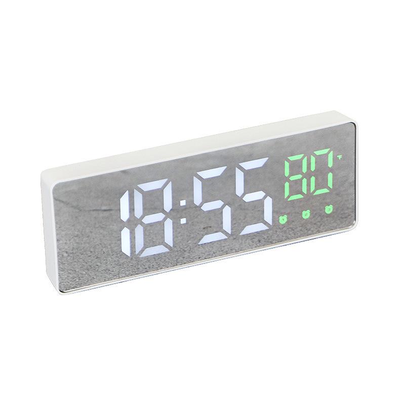Silent LED Mirror Clock with Three Alarms - Ideal for Students & Kids' Bedside Desk
