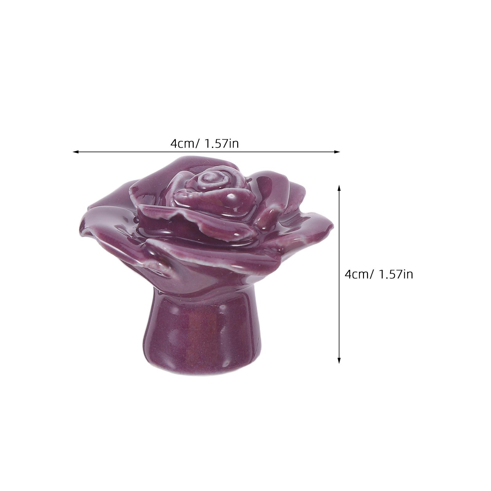 

2Pcs Round Rose Shaped Ceramic Drawer Knobs Cabinet Pull Handles for Kitchen Cupboard Wardrobe Bin Chest of Drawers Easy Install фіолетовий