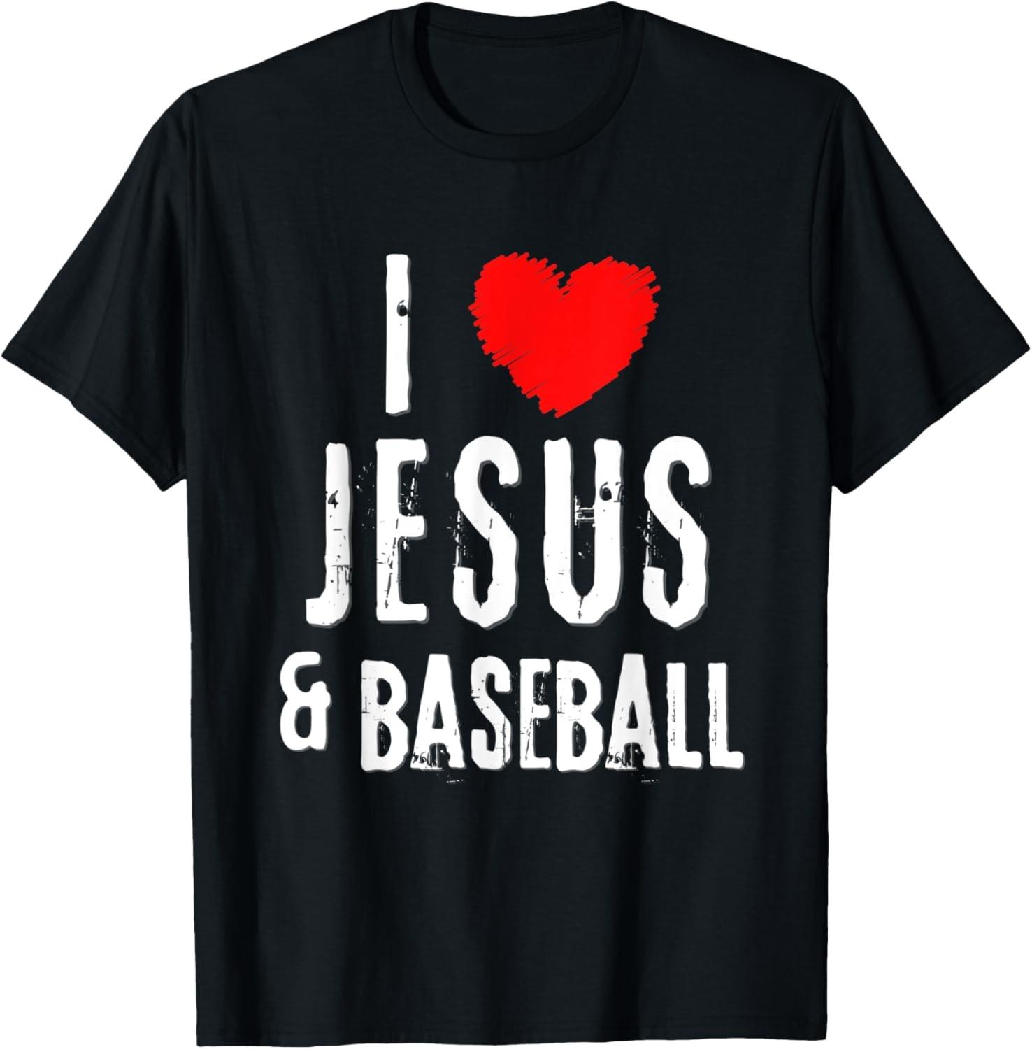 Vintage Grunge I Love JESUS & BASEBALL, Christian T-Shirt S разноцветный