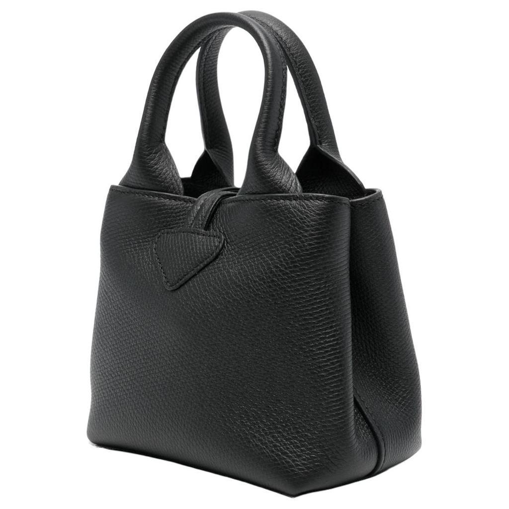 Longchamp Le Roseau Bamboo Closure Detachable Adjustable Shoulder Strap Leather Shoulder Crossbody Handbag Women Handbag Black 10278HFP001