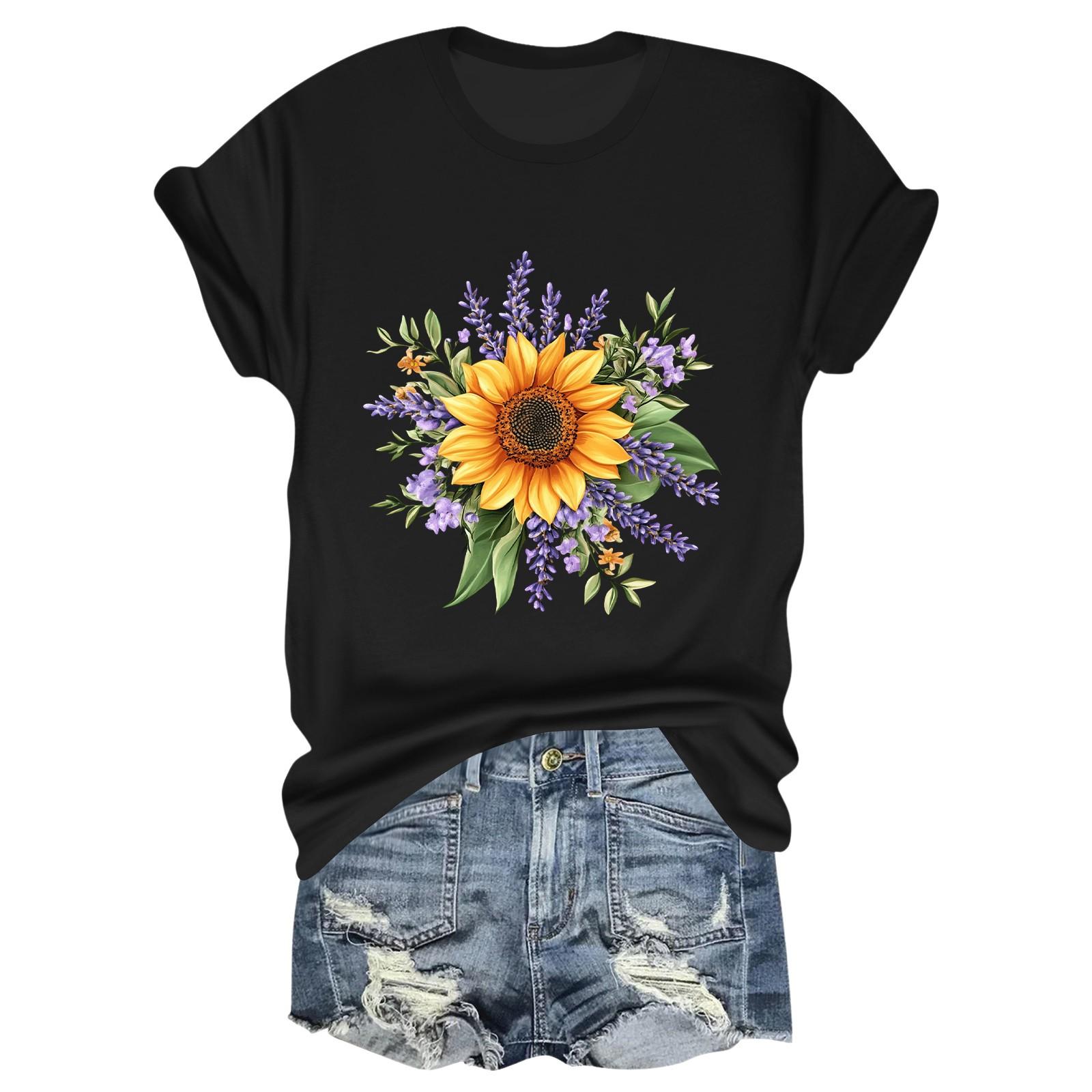 

Женская модная футболка с круглым вырезом и коротким рукавом, пуловер L чёрный