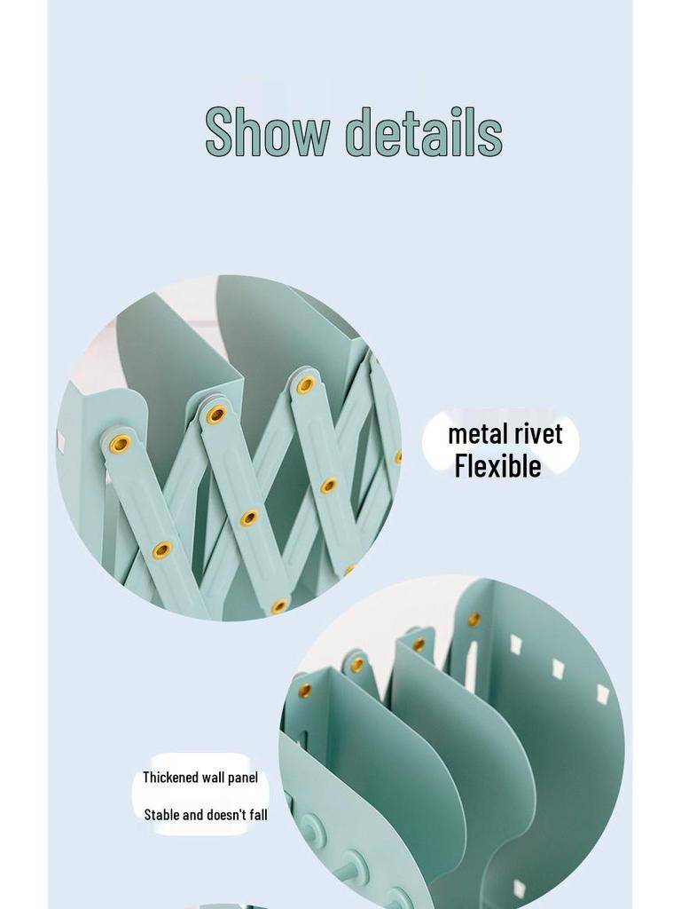 Telescopic Metal Book Stand with Pencil Case for Office Desktop Storage