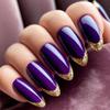 Trendy Purple Glitter French Nail Art Stickers - Spicy Sweet Nail Plates