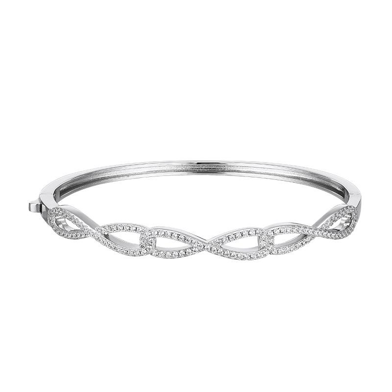 New 925 sterling silver bracelet women s infinity symbol diamond-encrusted silver bracelet Internet celebrity fashion temperament closed bracelet copper