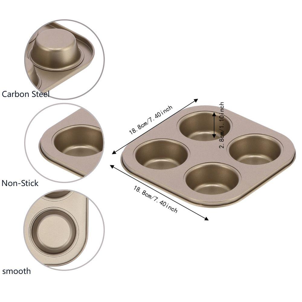 Non-Stick Coating Cupcake Baking Pan 4-Cavity Baking Mold Pan Durable Muffin Pan Oven Baking