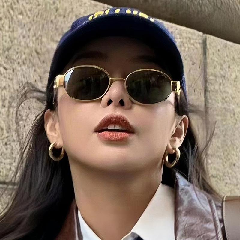 HongKong Style Sunglasses Woman Oval Shape UV400 Protection Men's Sun Glasses Vintage Retro Stylish Women Sunglass